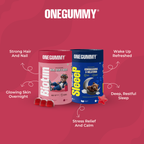 OneGummy Beauty Sleep Duo: Hair, Skin & Nails Gummies with Melatonin & Ashwagandha