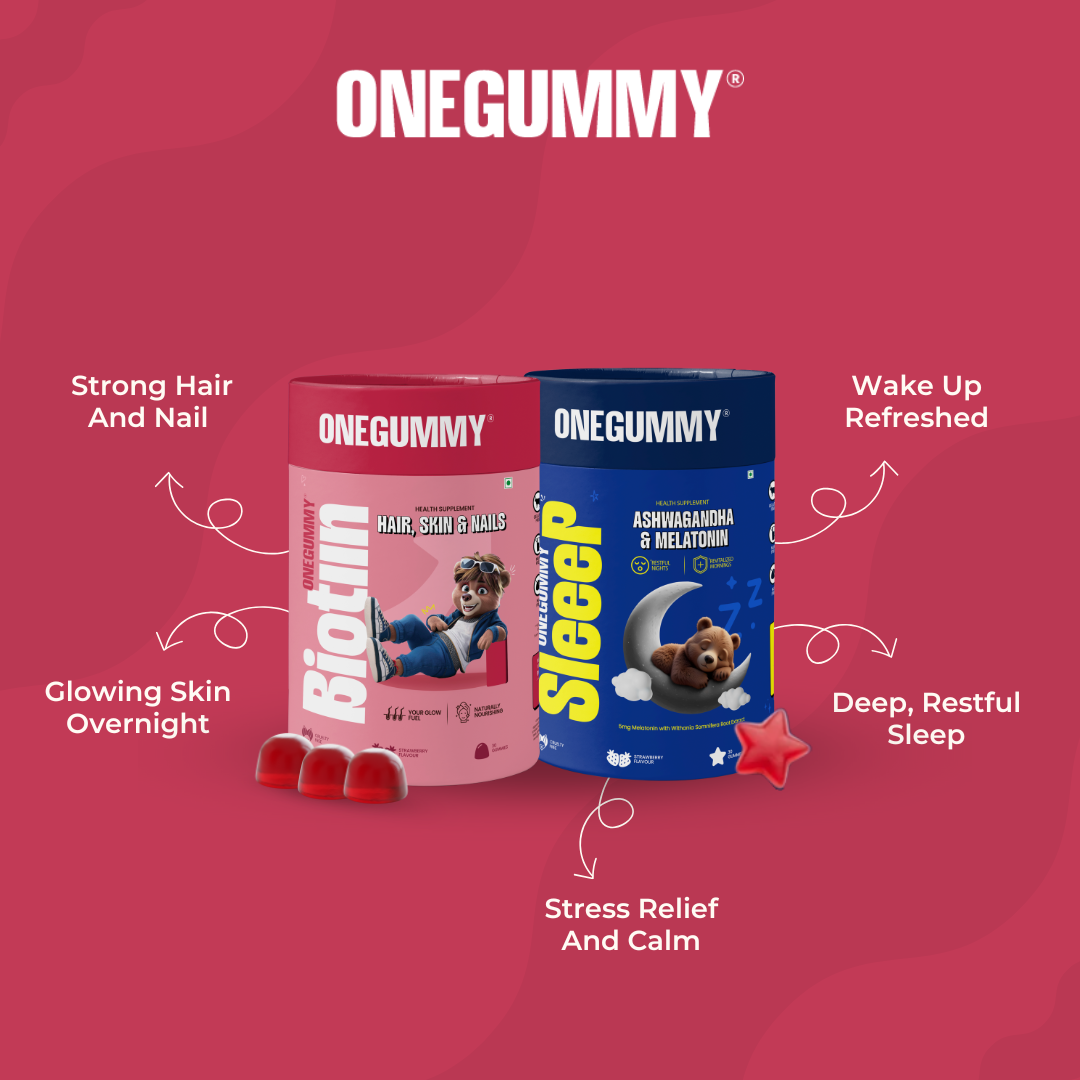 OneGummy Beauty Sleep Duo: Hair, Skin & Nails Gummies with Melatonin & Ashwagandha