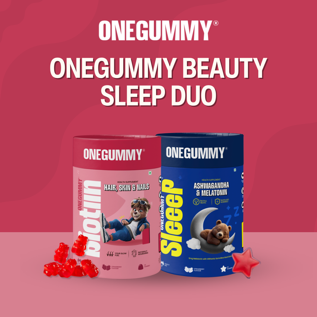OneGummy Beauty Sleep Duo: Hair, Skin & Nails Gummies with Melatonin & Ashwagandha